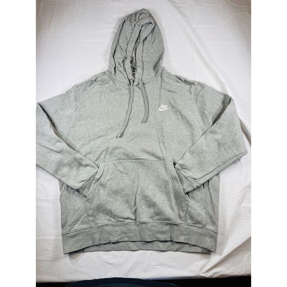 Nike Mens XL Gray Pullover Hoodie Fleece Lined Kangaroo Pocket Casual